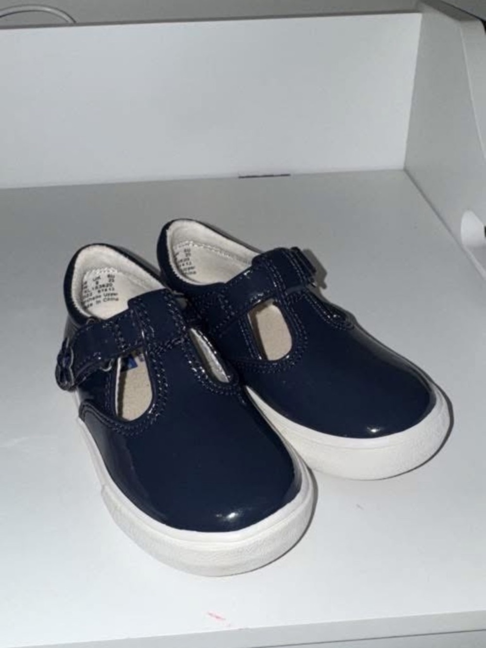 Keds Navy Patent T-Strap Kids Dress Shoes